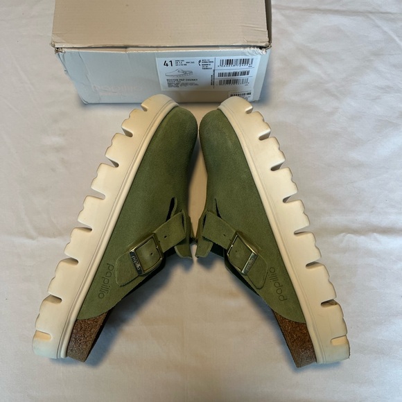 SOLD ~ Birkenstock x Anthropology Green Tea Green Boston Papillio Chunky Clog - Picture 5 of 10